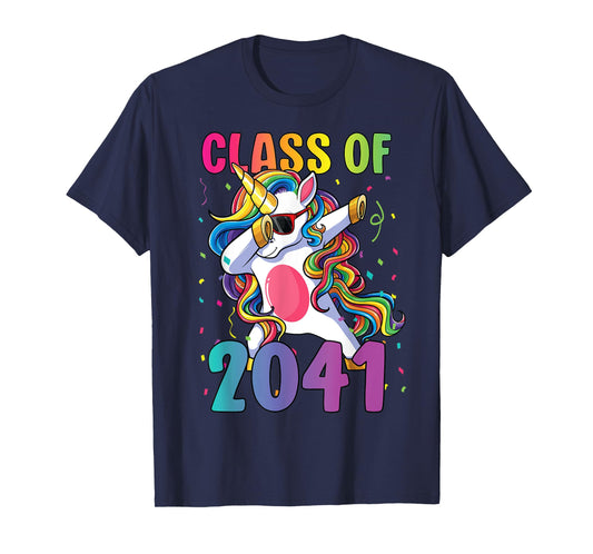 Class of 2041 Shirt Girls Dabbing Unicorn Grow With Me T-Shirt