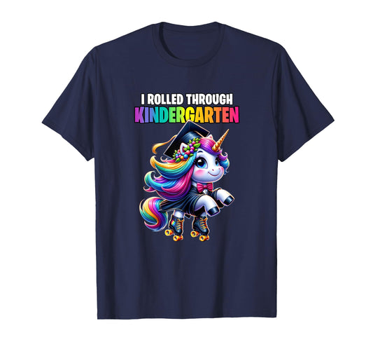 Graduation Kindergarten Unicorn Roller Skate Girls Grad T-Shirt