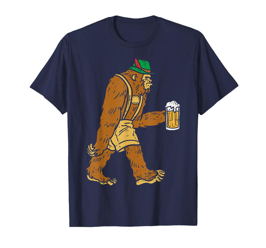 German Bigfoot Sasquatch Beer Lederhose Funny Oktoberfest T-Shirt