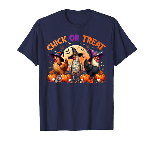 Fall Halloween Chicken Pumpkin Chick Or Treat Spooky Farmer T-Shirt