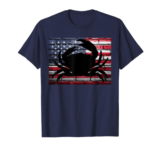 American Flag Crab Patriotic Crabbing Fishing T-Shirt T-Shirt for Women Girls Kids Men