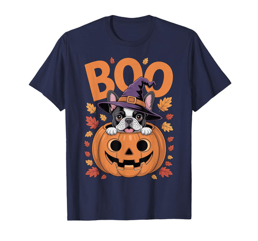 Frenchie Costume on Pumpkin Halloween French Bulldog T-Shirt