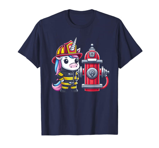 Firefighter Unicorn Fire Hydrant Fireman Kids Firefighting T-Shirt