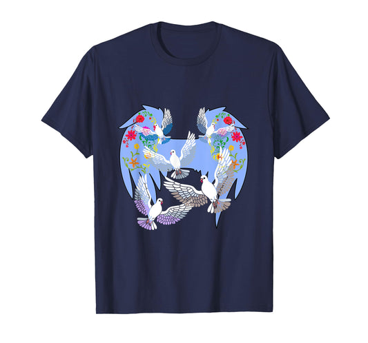 Angel Wings Doves Natural Flowers Peace Doves Peace T-Shirt