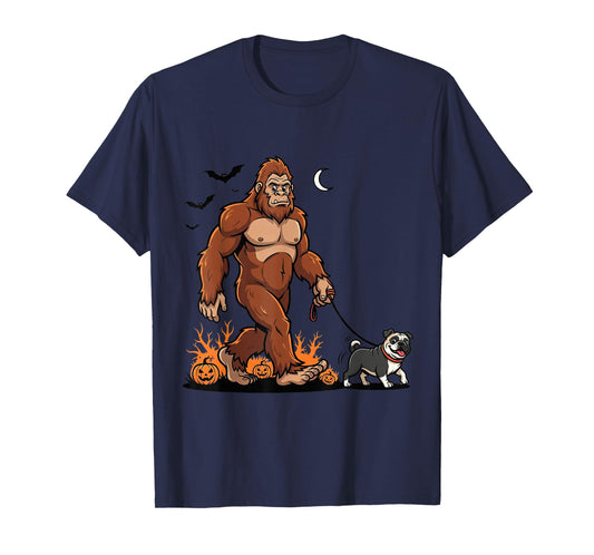 Bigfoot Walking Pug Halloween Dog Sasquatch Funny Costume T-Shirt
