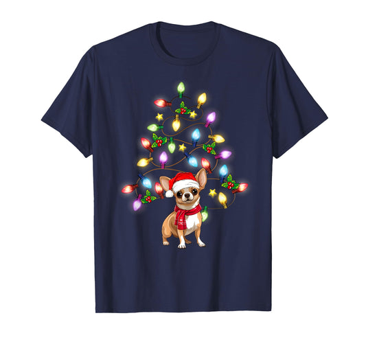 Chihuahua Cute Dog Santa Christmas Tree Decor T-Shirt