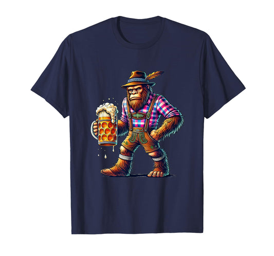 German Bigfoot Sasquatch Lederhose Funny Oktoberfest 2025 T-Shirt