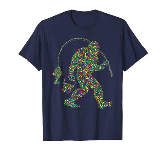 Polka Bigfoot Fishing, Funny Fisherman Retirement Dot Day T-Shirt