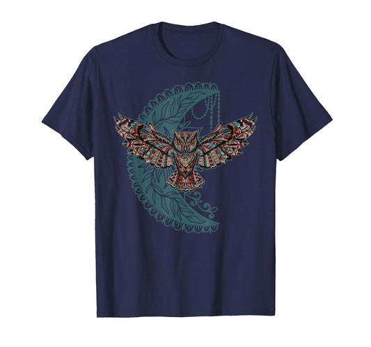 Native American Moon Dreamcatcher Owl Tribal Illustration T-Shirt
