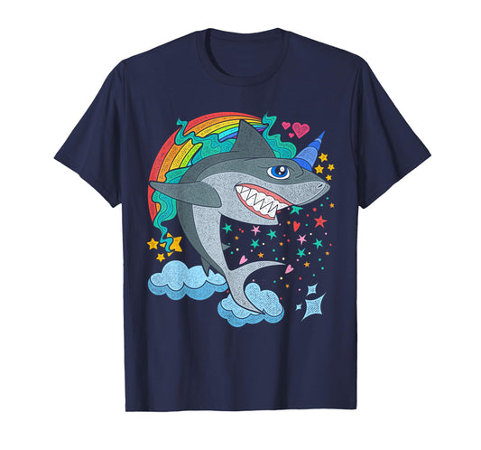 Cute Rainbow Fantasy Ocean Animal Sharkicorn Shark Unicorn T-Shirt