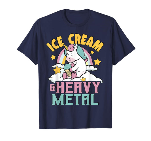 Ice Cream & Heavy Metal Unicorn Metal Rainbow Death Metal Men Women Kids T-Shirt