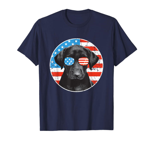 Fourth Of July Dog American Flag July 4th Labrador Retriever T-Shirt