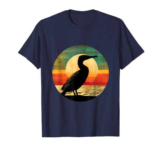 Vintage Cormorant 70s 80s Vintage Retro Sunset Bird T-Shirt