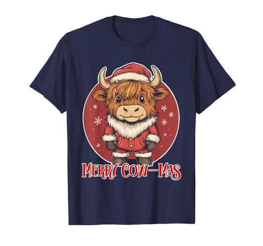 Xmas Merry Cow-Mas Cute Highland Cow Christmas T-Shirt