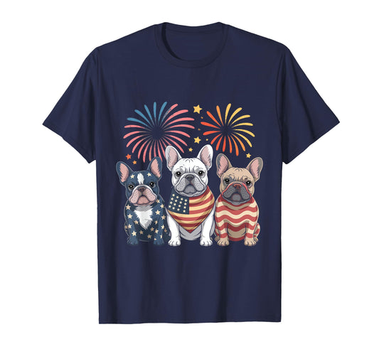 Frenchie Bulldog USA American Flag French Dog 4th of July T-Shirt for Men Women Kids