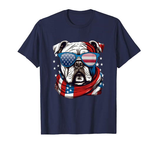American Bulldog, USA Flag Independence 4th of July Day T-Shirt