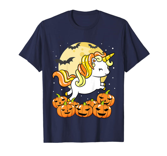 Kids Girls Unicorn Halloween Jack O Lantern Pumpkin Toddler T-Shirt