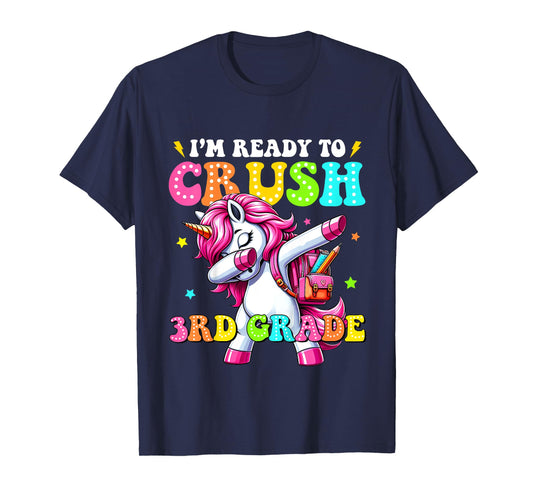 Kids Crush 3rd Grade Dabbing Unicorn Back to School Girls Kids T-Shirt