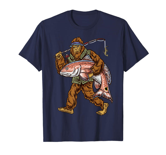 Redfish Fishing Hunting Bigfoot Fishermen T-Shirt