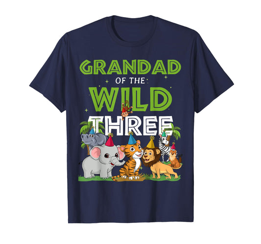 Grandad of the Wild Three Zoo Birthday Safari Jungle Animal T-Shirt