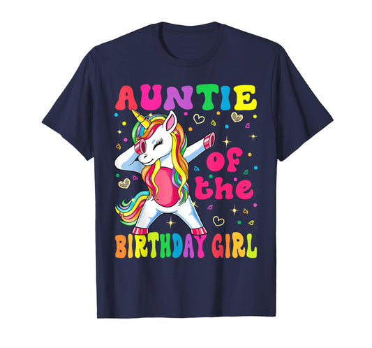 Auntie of the Birthday Princess Girl Dabbing Unicorn T-Shirt