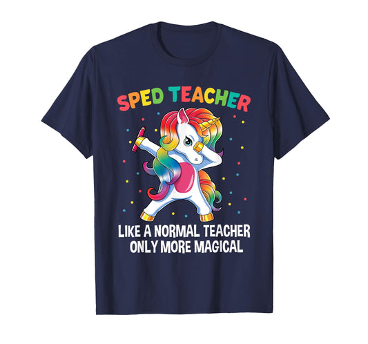 Special Education Teacher Dabbing Unicorn Back To School T-Shirt