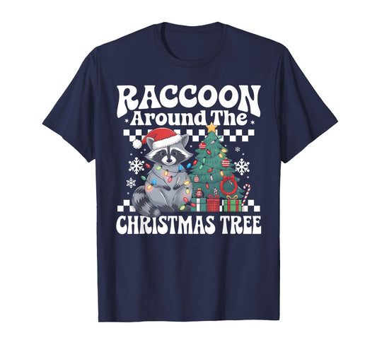 Raccoon Lovers Christmas Tees Unisex Raccoon Around The Christmas Tree Raccoon Lover Xmas Holiday T-Shirt