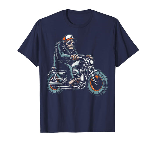 Bigfoot Sasquatch Riding A Motorcycle T-Shirt