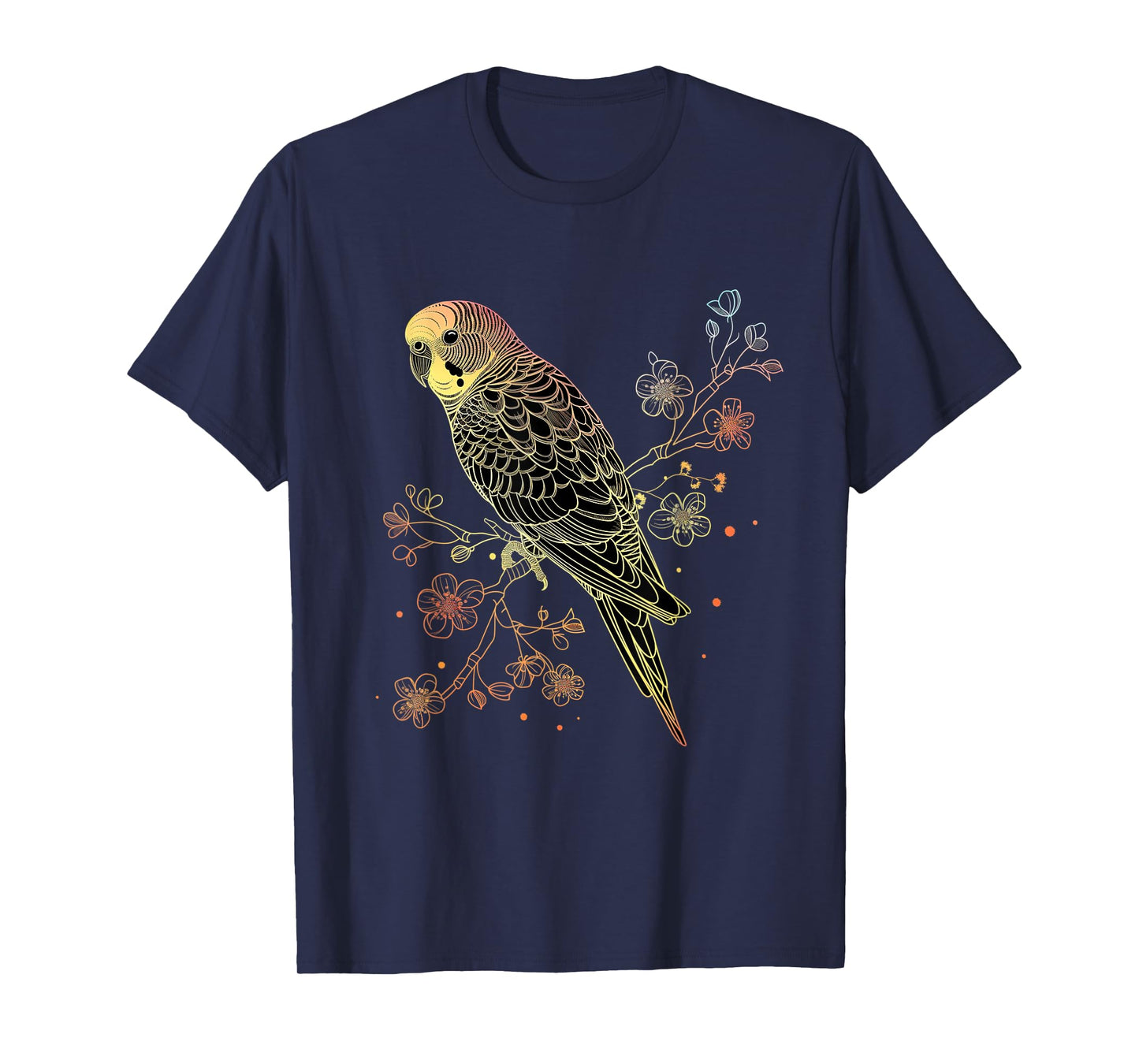 Budgie Parakeet Bird Mom Budgerigar Parrot Vintage Flower T-Shirt