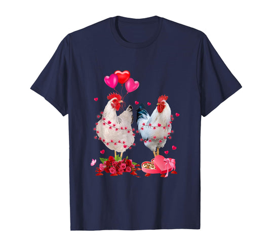 Funny Chicken Valentines Day Heart Chicken Couple Men Women T-Shirt