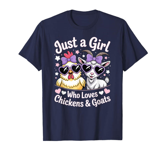 Cute Just A Girl Who Loves Chicken and Goat Poultry Farming T-Shirt