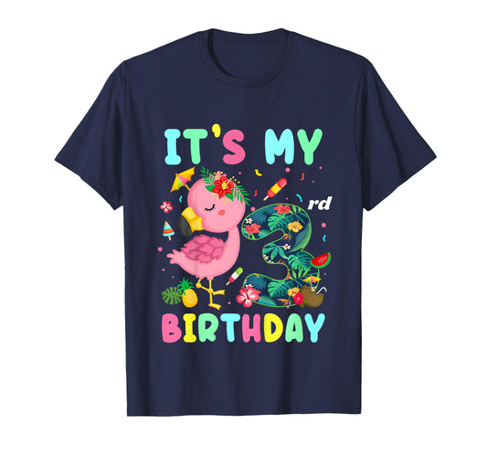 Kids It's My 3rd Birthday Flamingo Shirt Hawaii 3 Yrs Old Girl T-Shirt