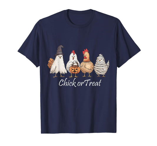 Chicken Chick Or Treat Funny Halloween Costume Farmer T-Shirt