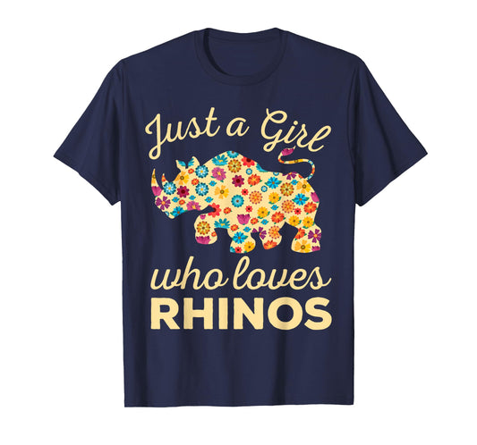 Just A Girl Who Loves Rhinos Rhinoceros Horn Safari Wildlife T-Shirt