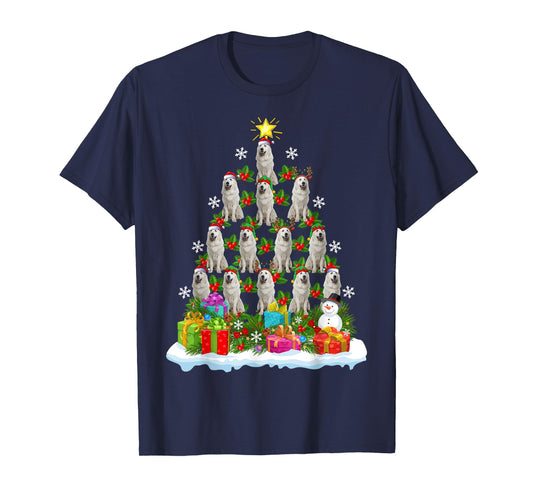 Xmas Decoration Santa Great Pyrenees Dog Christmas Tree Men Women Kids T-Shirt