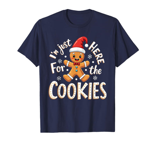 Christmas Baking Team I'm Just Here For The Cookies Funny Christmas Cookies Outfit Unisex-Adults Black XS Regular Small Short Sleeve T-Shirt