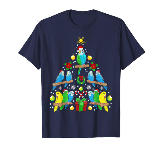 Animals Christmas Tree Presents Budgie Christmas Tree Bird T-Shirt
