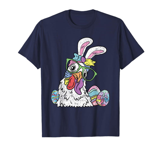 Chicken Egg Hunting Easter Bunny Ears Farm Animal Spring T-Shirt