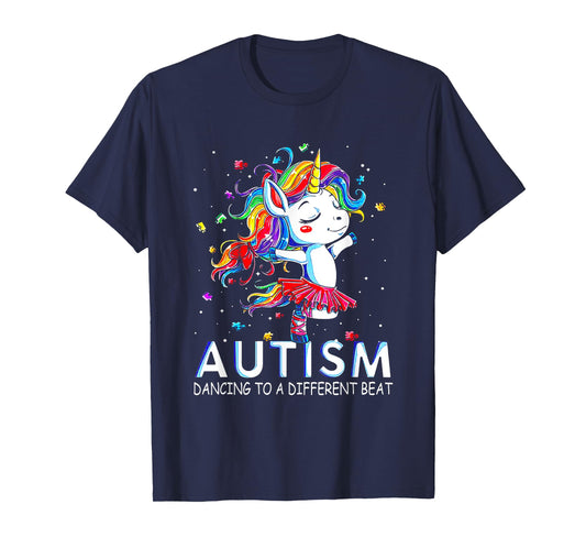 Autism Dancing To Be A Different Beat Unicorn T-Shirt