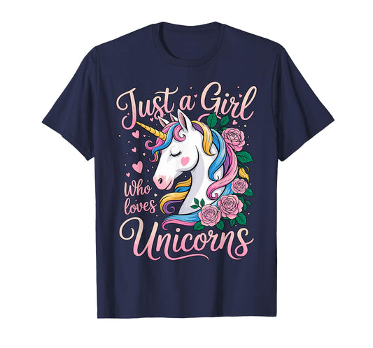 Unicorn Cute Just a Girl Who Loves Unicorns T-Shirt