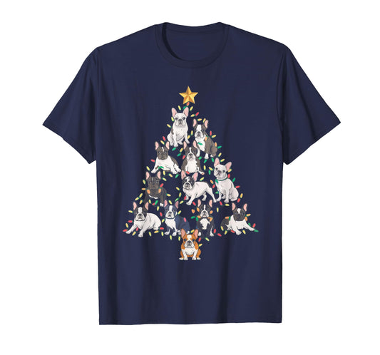 French Bulldog Christmas Tree Frenchie Dog Xmas Pajamas Tee T-Shirt