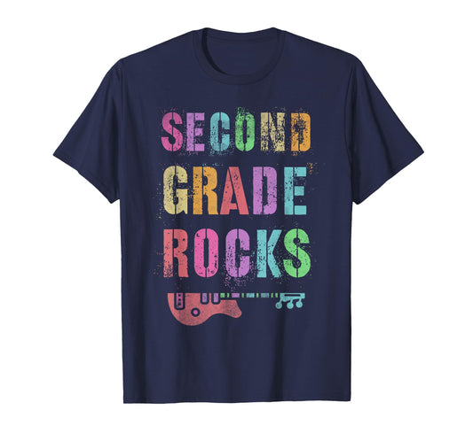 2nd GRADE ROCKS Teacher I Teach Second Gr Rockstar Teaching T-Shirt for Men Women Girls Kids