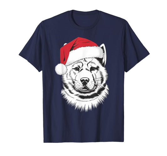 Joyful Akita Santa Dog on Akita Christmas T-Shirt