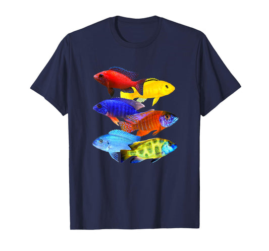African Cichlids Peacock Haps Mbuna Cichlid Breeders Design T-Shirt