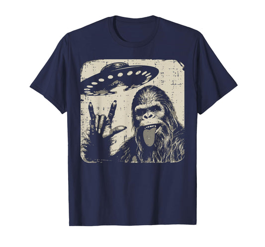 Sasquatch Rocker Ufo Selfie Funny Bigfoot Rock Boys Kids Men T-Shirt