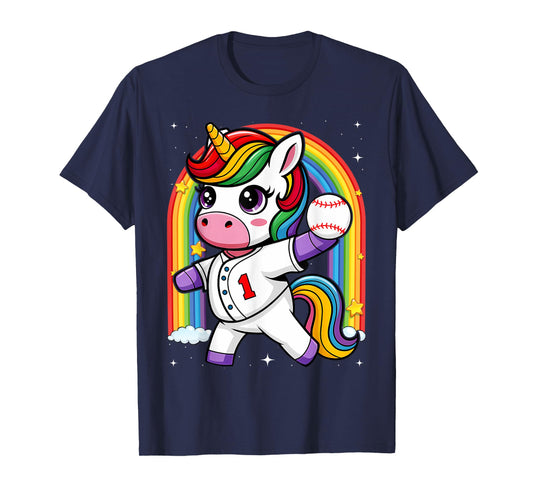 Unicorn Baseball Rainbow Baseball Lover I Unicorn Baseball T-Shirt