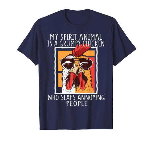 My Spirit Animal Is A Grumpy Chicken Funny Retro Vintage T-Shirt