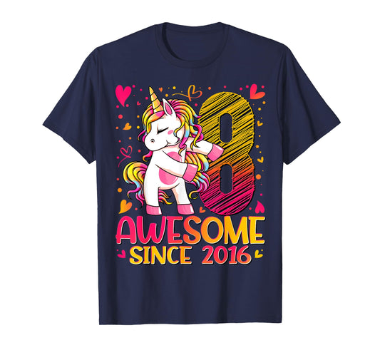 8 Years Old Flossing Unicorn Gifts 8th Birthday Girl Party T-Shirt