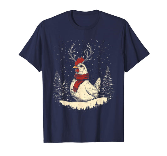 Chicken Reindeer Farmer Christmas Xmas T-Shirt
