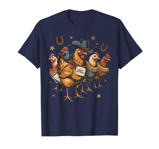 Howdy Partners Chicken Western Cowboy Rodeo Farm Animal T-Shirt